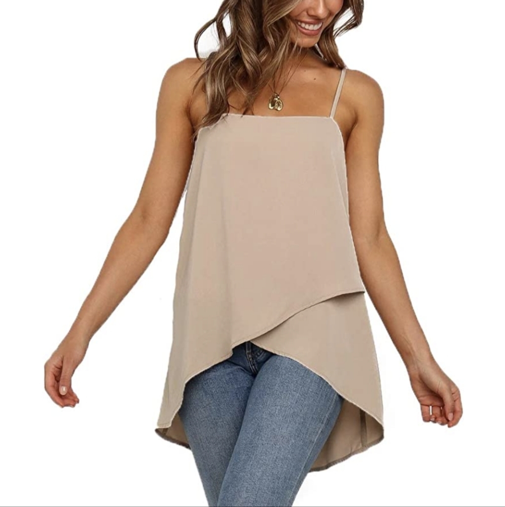 NERLEROLIAN Summer V Neck Strappy Tank Tops Loose Casual Sleeve Shirt